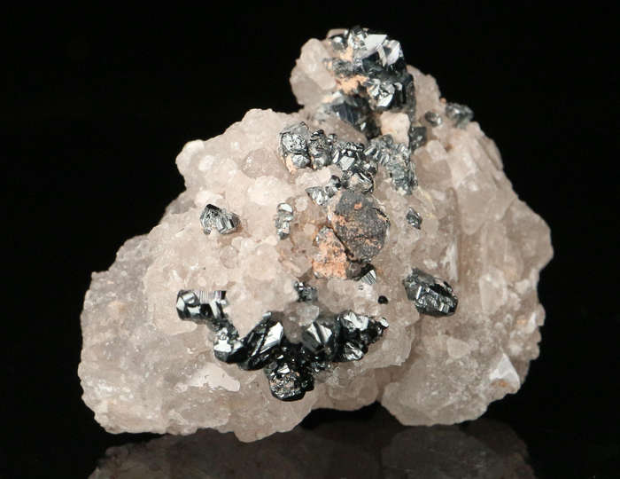 Calcite on Hematite, "N'Chwaning II Mine, Kalahari Manganese Field, Northern Cape, South Africa "