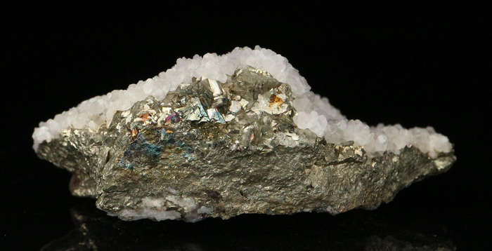 Calcite on Pyrite on Matrix,"N'Chwaning II Mine, Kalahari Manganese Field, Northern Cape, South Afri