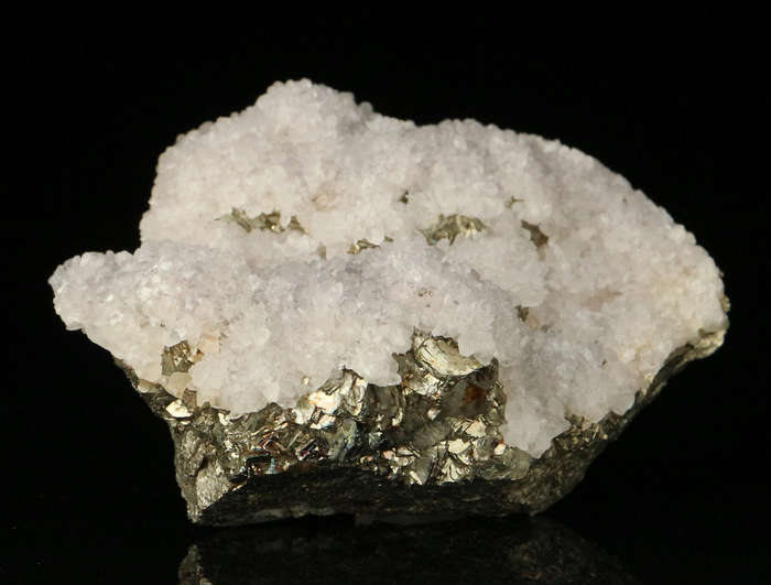 Calcite on Pyrite on Matrix,"N'Chwaning II Mine, Kalahari Manganese Field, Northern Cape, South Afri