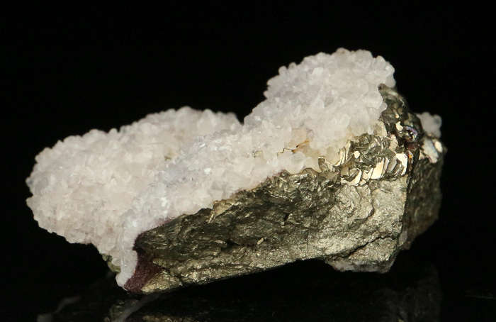 Calcite on Pyrite on Matrix,"N'Chwaning II Mine, Kalahari Manganese Field, Northern Cape, South Afri
