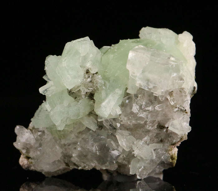 Calcite on Prehnite on Quartz, Gobobosebberge Mnt, Namibia