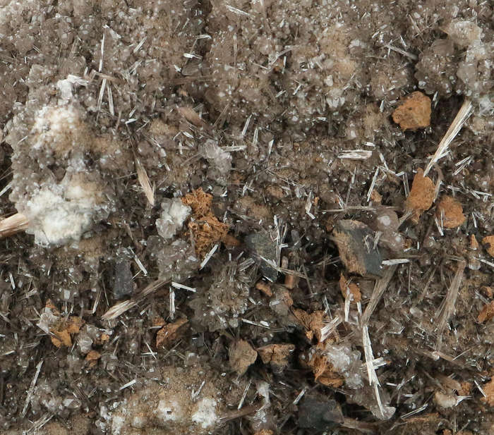Inesite, Calcite on Matrix,"N'Chwaning II Mine, Kalahari Manganese Field, Northern Cape, South Afric