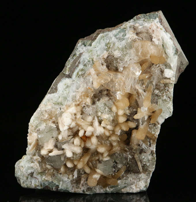 Stilbite, Calcite & Quartz on Matrix, Gobobosebberge Mnt, Namibia