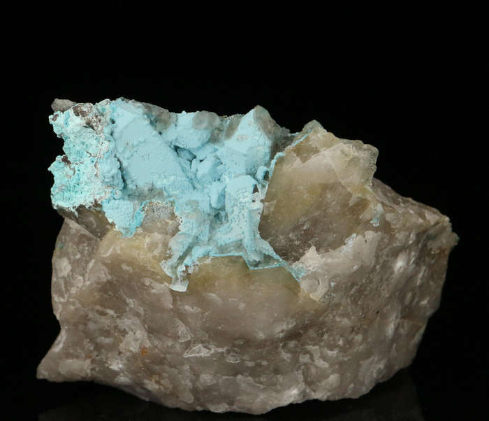 Shattuckite on Quartz, Kaokoveld Region, Namibia