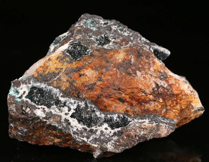 Calcite on Gaudefroyite on Matrix, N'Chwaning II, Northern Cape, South Africa