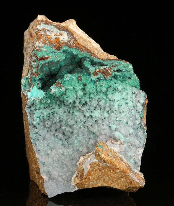 Quartz on Malachite on Matrix, Skorpion Mine, Karas Region, Namibia