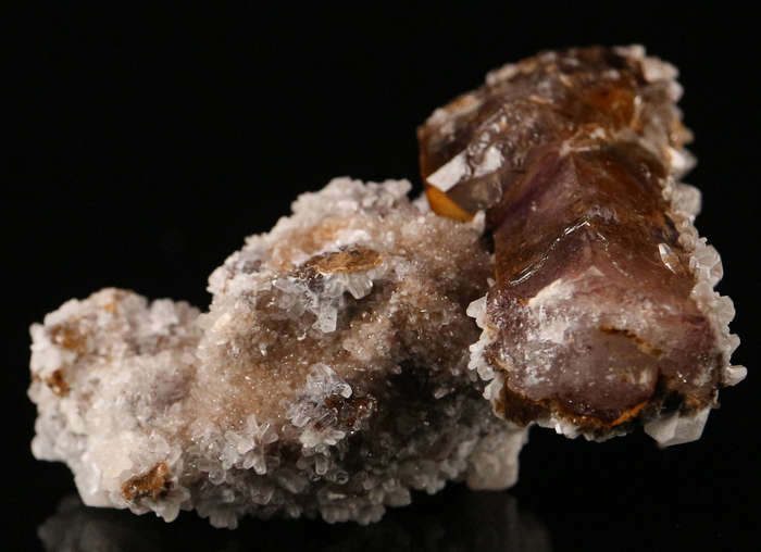 Calcite on Amethyst Quartz on Matrix, Gobobosebberge Mnt, Namibia