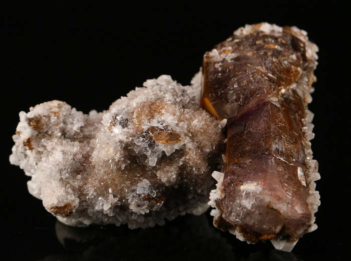 Calcite on Amethyst Quartz on Matrix, Gobobosebberge Mnt, Namibia