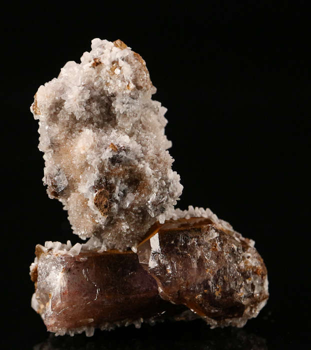 Calcite on Amethyst Quartz on Matrix, Gobobosebberge Mnt, Namibia