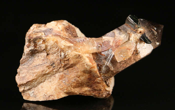Aegirine on Quartz on Matrix, Zomba Mnt, Malawi