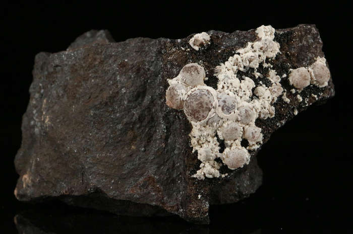 Rhodochrosite, Manganite on Matrix,"N'Chwaning I Mine, Kalahari Manganese Field, Northern Cape, Sout