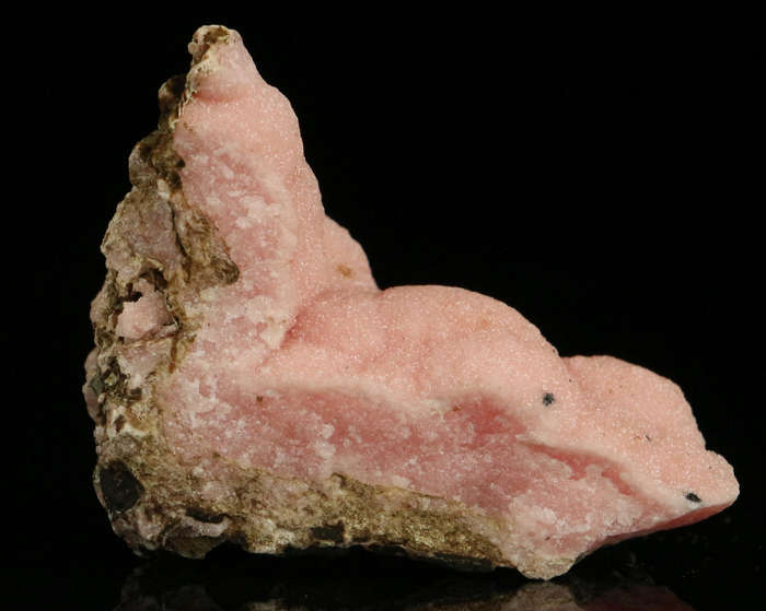 Manganite on Rhodochrosite,"N'Chwaning II Mine, Kalahari Manganese Field, Northern Cape, South Afric
