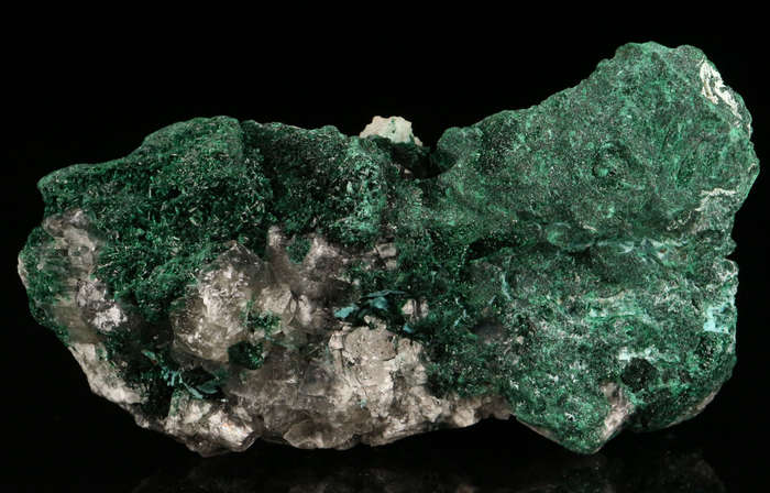 Calcite on Malachite, Mashamba West Mine, DRC