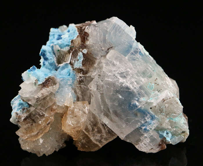Shattuckite in Quartz with Calcite, Tantara Mine, DRC