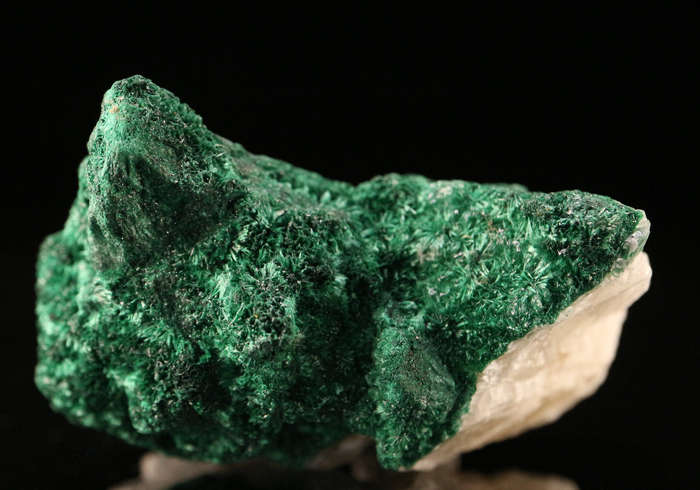 Calcite on Malachite, Mashamba West Mine, DRC