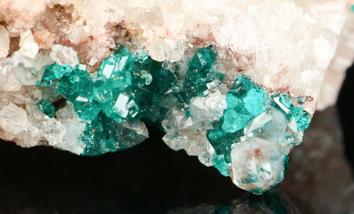 Dioptase on Quartz, Kaokoveld Region, Namibia