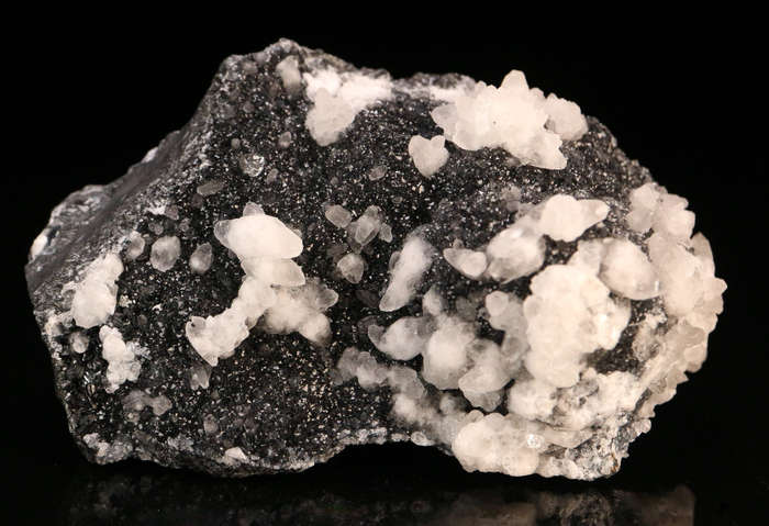 Calcite on Quartz on Manganite, N'Chwaning II, Northern Cape, South Africa