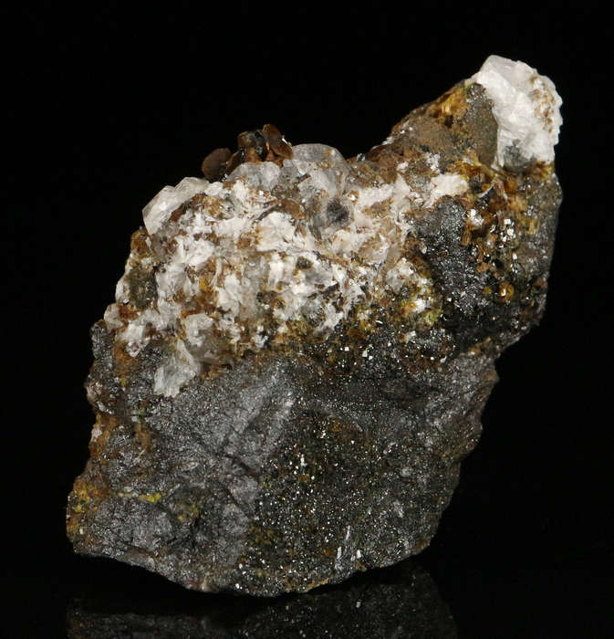 Calcite, Sturmanite on Matrix,"N'Chwaning II Mine, Kalahari Manganese Field, Northern Cape, South Af