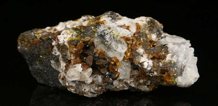 Calcite, Sturmanite on Matrix,"N'Chwaning II Mine, Kalahari Manganese Field, Northern Cape, South Af