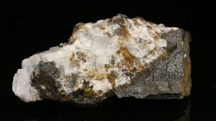 Calcite, Sturmanite on Matrix,"N'Chwaning II Mine, Kalahari Manganese Field, Northern Cape, South Af