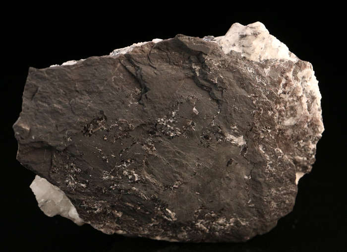Calcite on Hausmannite, N'Chwaning II, Northern Cape, South Africa