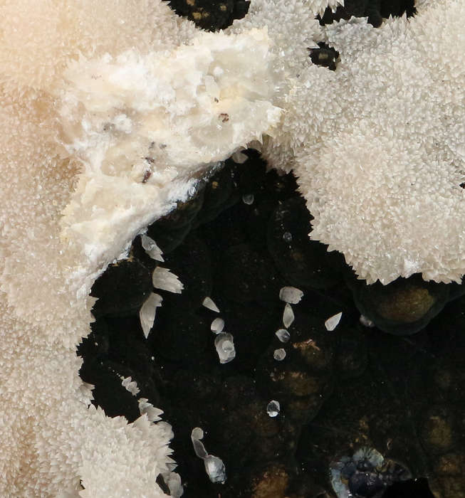Calcite on Goethite, "N'Chwaning II Mine, Kalahari Manganese Field, Northern Cape, South Africa. "