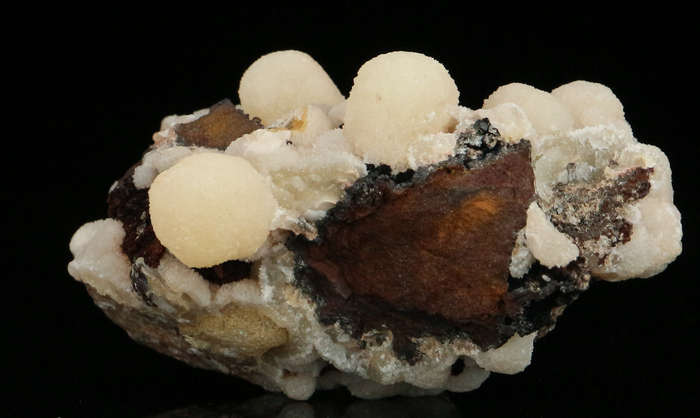 Calcite on Goethite, "N'Chwaning II Mine, Kalahari Manganese Field, Northern Cape, South Africa "
