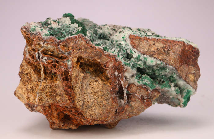 Quartz on Malachite psm on Matrix, Tenke Fungurume, DR Congo