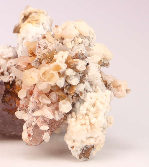 Calcite on Amethyst Quartz Cluster, Gobobosebberge Mnt, Namibia