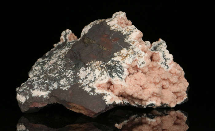 Rhodochrosite on Matrix,"N'Chwaning II Mine, Kalahari Manganese Field, Northern Cape, South Africa "
