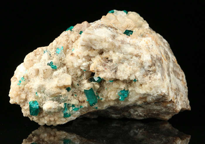 Dioptase, Calcite on Matrix, Kaokoveld Region, Namibia