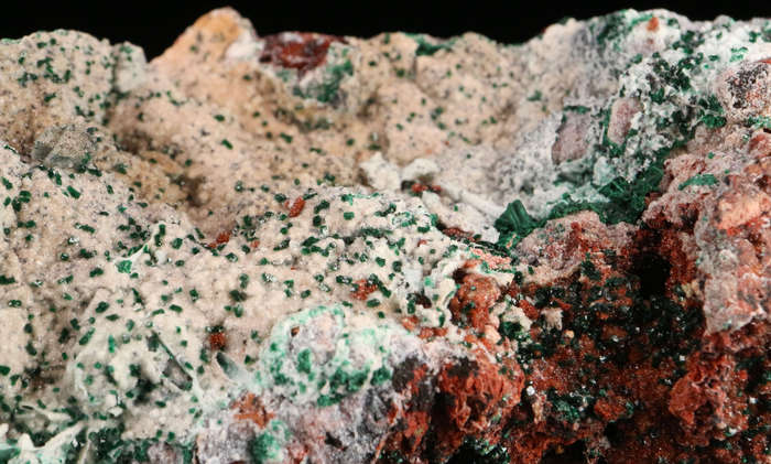 Malachite on Quartz on Chrysocolla, Tenke Fungurume, DR Congo