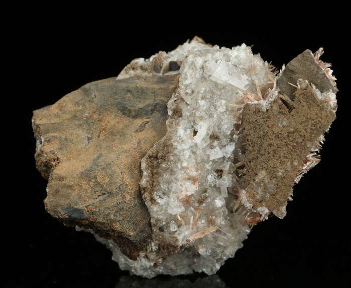 Inesite, Calcite on Matrix,"N'Chwaning II Mine, Kalahari Manganese Field, Northern Cape, South Afric