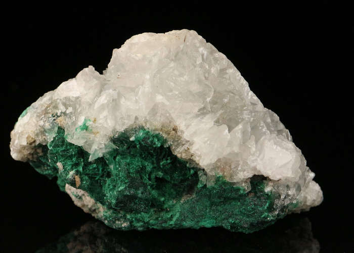 Malachite on Calcite, Mashamba West Mine, DRC
