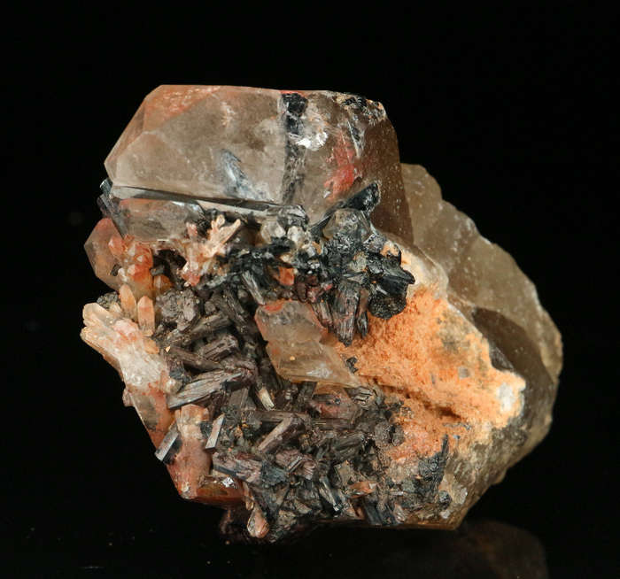 Schorl on Quartz, Erongo Mnt Region, Namibia