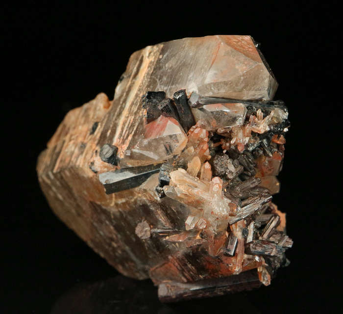 Schorl on Quartz, Erongo Mnt Region, Namibia