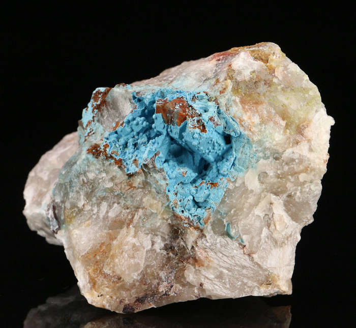 Shattuckite on Quartz, Kaokoveld Region, Namibia