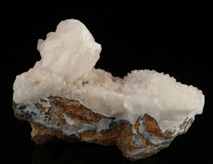 Calcite on Quartz on Smithsonite, Skorpion Mine, Karas Region, Namibia