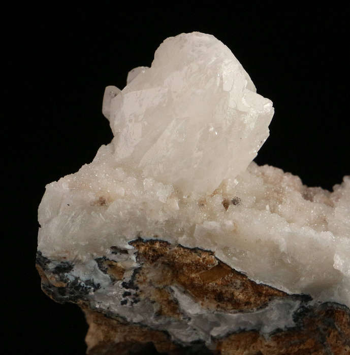 Calcite on Quartz on Smithsonite, Skorpion Mine, Karas Region, Namibia