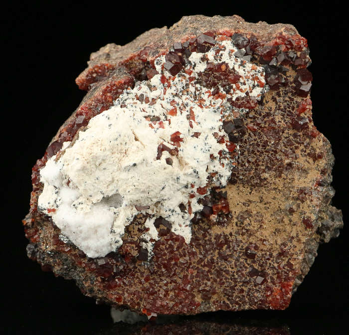 Calcite, Andradite on Matrix,"N'Chwaning II Mine, Kalahari Manganese Field, Northern Cape, South Afr