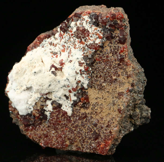 Calcite, Andradite on Matrix,"N'Chwaning II Mine, Kalahari Manganese Field, Northern Cape, South Afr