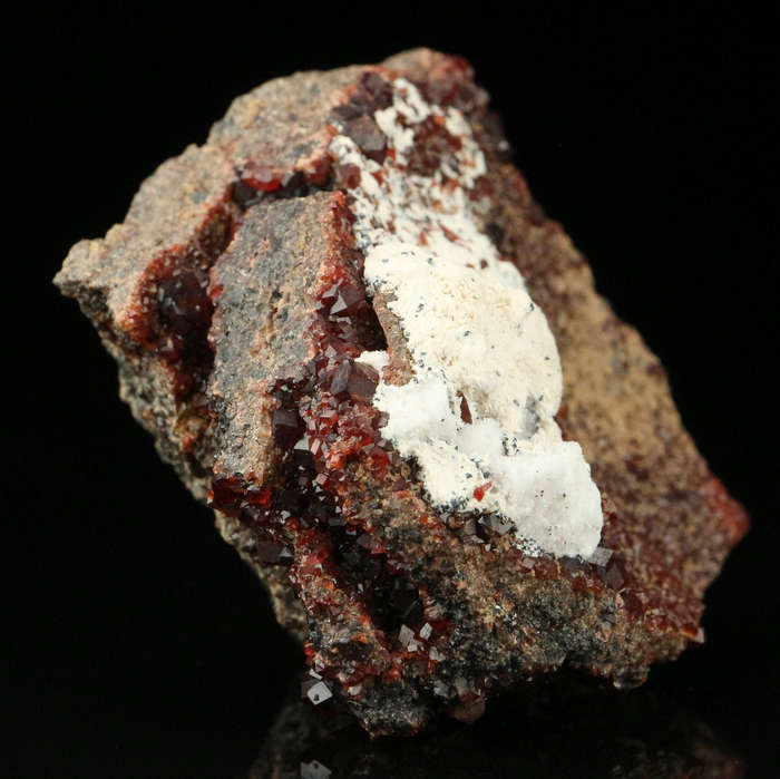 Calcite, Andradite on Matrix,"N'Chwaning II Mine, Kalahari Manganese Field, Northern Cape, South Afr