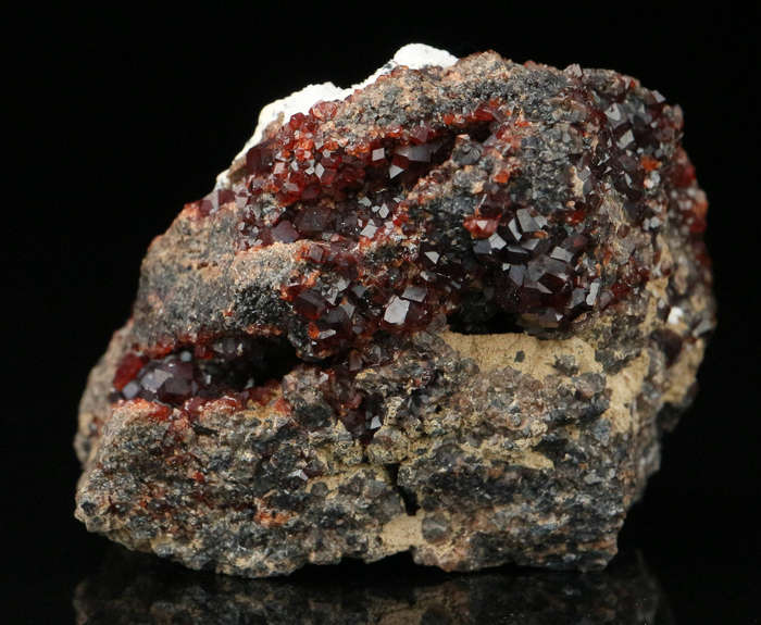 Calcite, Andradite on Matrix,"N'Chwaning II Mine, Kalahari Manganese Field, Northern Cape, South Afr