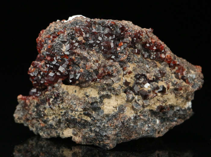 Calcite, Andradite on Matrix,"N'Chwaning II Mine, Kalahari Manganese Field, Northern Cape, South Afr