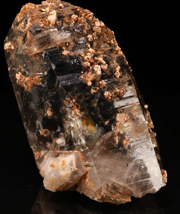 Orthoclase, Aegirine on Smoky Quartz XLS, Zomba Mnt, Malawi