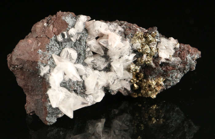 Calcite, Pyrite on Matrix,"N'Chwaning II Mine, Kalahari Manganese Field, Northern Cape, South Africa