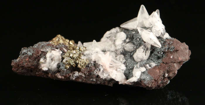 Calcite, Pyrite on Matrix,"N'Chwaning II Mine, Kalahari Manganese Field, Northern Cape, South Africa