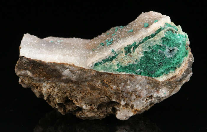Malachite on Quartz, Tenke Fungurume, DR Congo