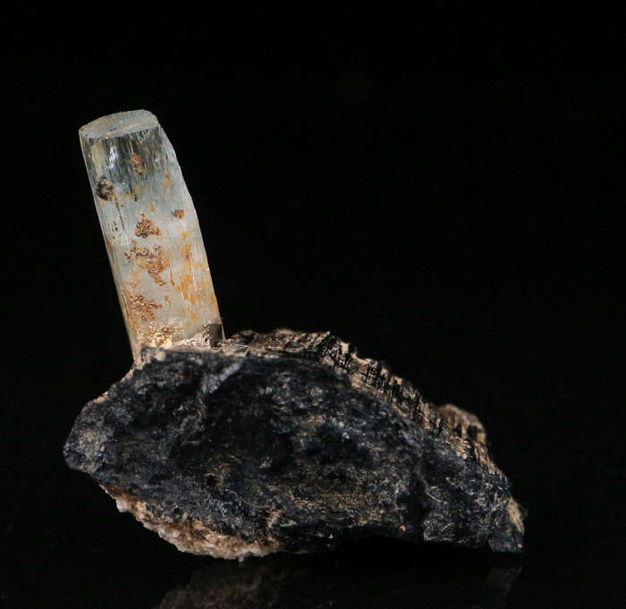 Aquamarine on Schorl, Erongo Mnt Region, Namibia