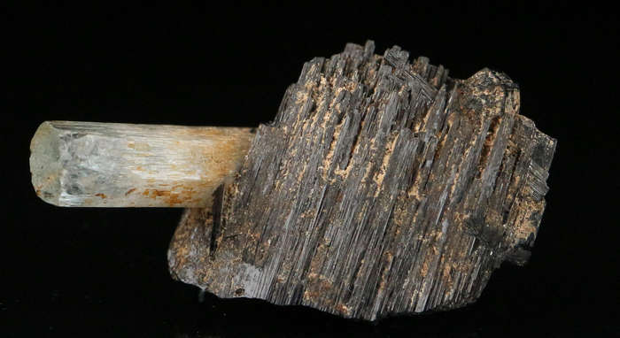 Aquamarine on Schorl, Erongo Mnt Region, Namibia